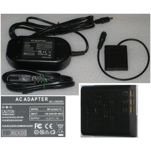 AC Adapter Chargeur Pour SONY DSC-H50, AC-LS5 + DC-Coupler DK-1G, 4.2V 1.7A