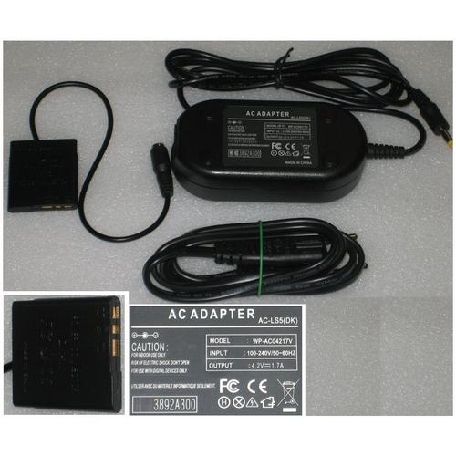 AC Adapter Chargeur Pour SONY DSC-WX7, AC-LS5 + DC-Coupler DK-1N, 4.2V 1.7A