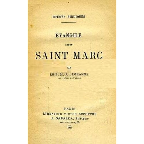 Evangile Selon Saint Marc