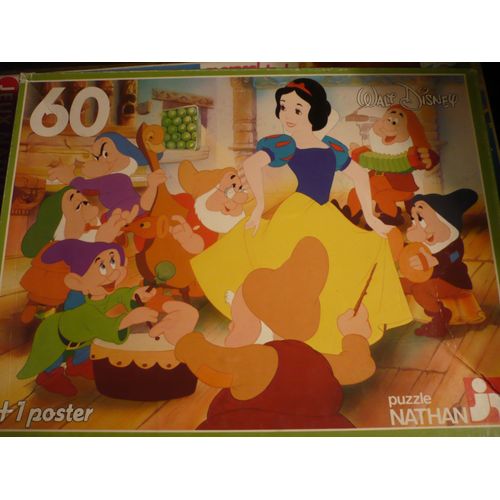 Puzzle Blanche Neige Et Les Sept Nains 60 Pièces Nathan Avec Poster