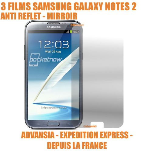 Film Protection Ecran Samsung Galaxy Note 2 Mirroir Lot De 3 Films