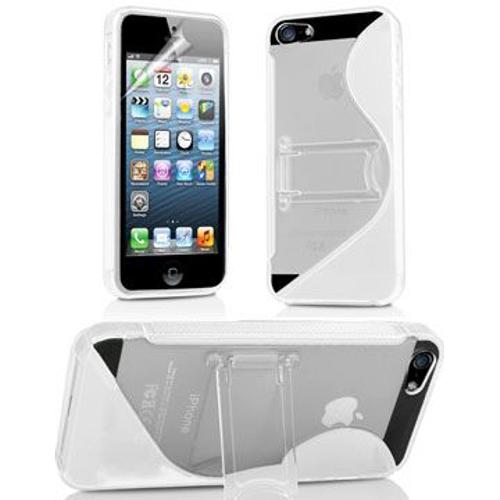 Coque Stand-Case Blanche Et Translucide Pour Apple Iphone 5