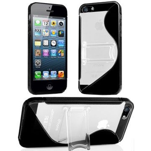 Coque Stand-Case Noire Transparente Pour Apple Iphone 5