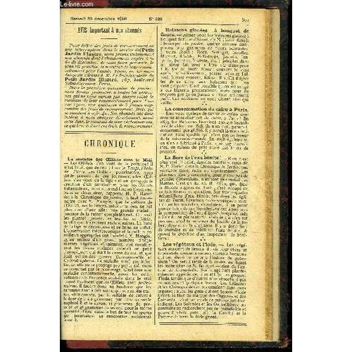 Le Petit Jardin Illustre N° 320 - La Culture Forcée Du Concombre, Par M. H* Theulier Fils ;La Toilette D¿Hiver Des Arbres Fruitiers, Par M. Cl. Trébignaud ;Les Iris Nains, Par^M. S. Mottet ...