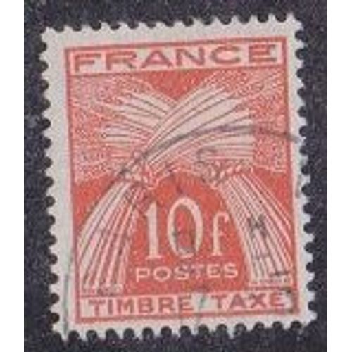 Timbre N° T.A.86 Y&t 10,00 F Rouge-Orange Type Gerbes Légende France Timbre Taxe
