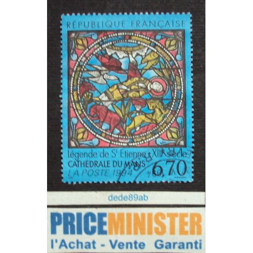 France..Légende De St Etienne.Vitrail De La Cathédrale Du Mans.12ème Siècle. Oblitéré.