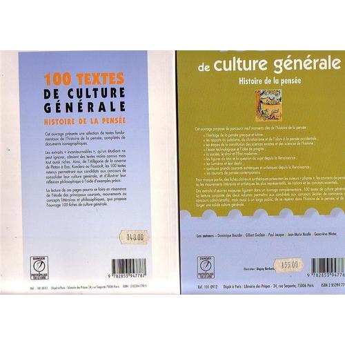 100 Textes De Culture Générale Et 100 Fiches De Culture Générale Et - Histoire De La Pensée Histoire De La Pensée Bréal 1998 Et 2000 - Guislain Et Bourdin.