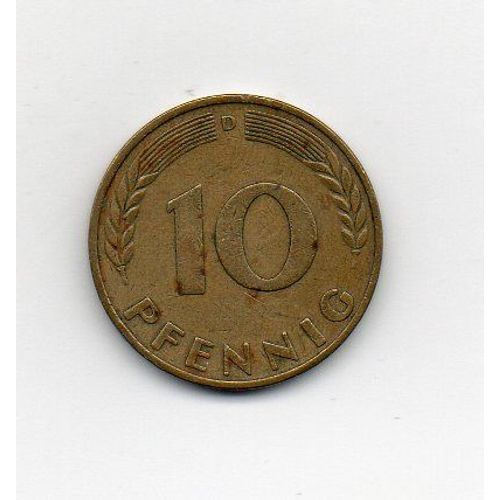Allemagne 10 Pfennig 1950 Lettre D Acier Plaqué Laiton
