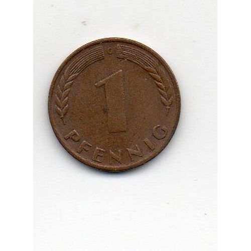 Allemagne 1 Pfennig 1950 Lettre G Acier Plaqué Cuivre