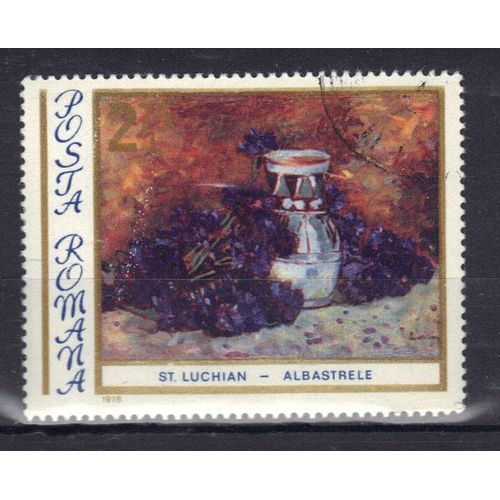 Roumanie 1976 : Tableau De Fleurs De Stefan Luchian : Bleuets - Timbre Oblitéré