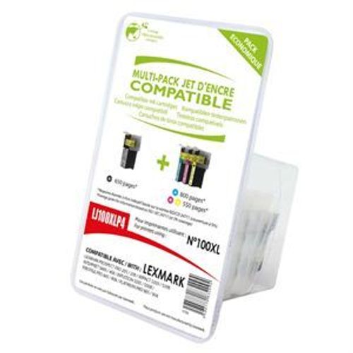 Pack de 4 cartouches compatible Lexmark n°100XL