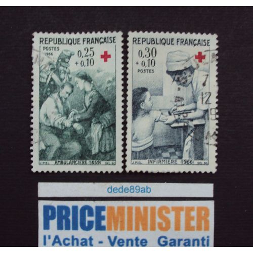 France..2 Timbres Au Profit De La Croix Rouge.Ambulancière & Infirmière. Oblitérés.