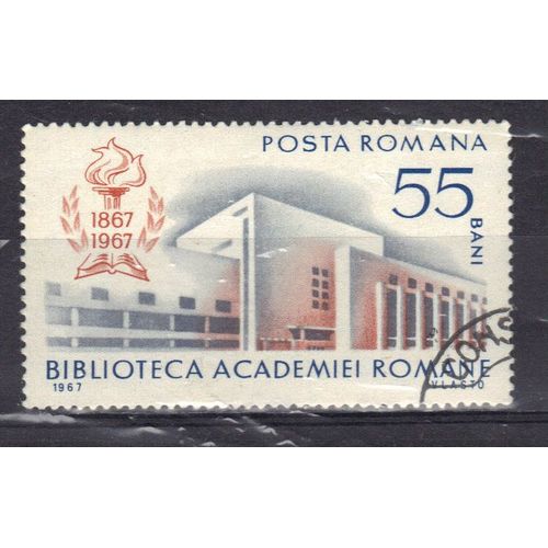 Roumanie 1967 : Centenaire De La Bibliothèque De L'académie Roumaine : Nouveau Bâtiment - Timbre Oblitéré