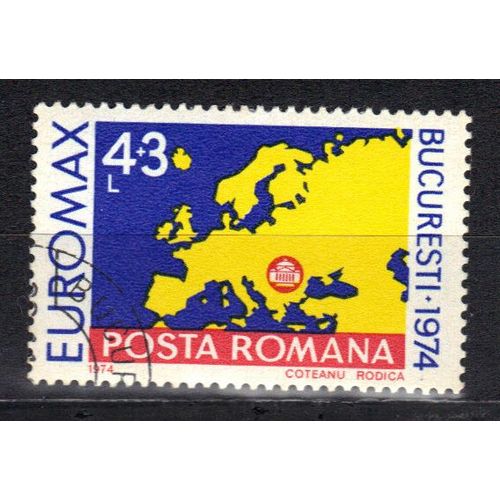 Roumanie 1974 : Surtaxe Au Profit De L'exposition Européenne De Maximaphilie "Euromax", À Bucarest - Timbre Oblitéré