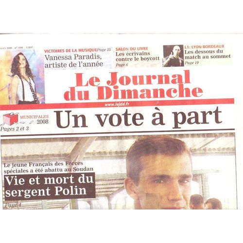 Le Journal Du Dimanche 3191 Vanessa Paradis Couverture + 1 Page Interieure / Mr73 De Olivier Marchal Avec Daniel Auteuil 1 Page / David Duchovny 1/2 Page /  3191