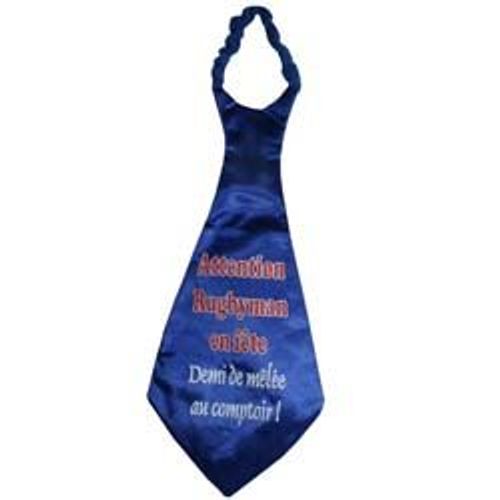 Cravate Géante 40 Cm  Bleue  Attention Rugbyman En Fête Demi De Mêlée Au Comptoir