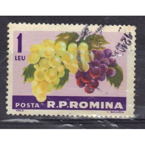 Roumanie 1963 : Fruits Divers : Raisins - Timbre Oblitéré