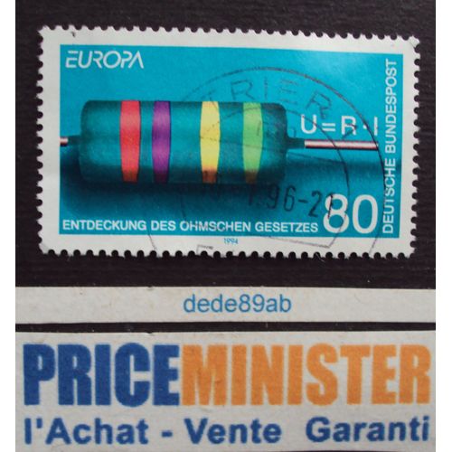 Allemagne..80 Deutsche Bundespost -Europa- U = R I .Entdeckung Des Ohmschen Gesetzes. Oblitéré