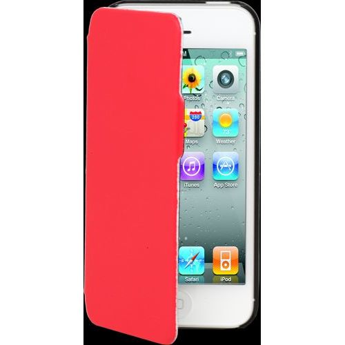 Etui Coque Folio Made In France Finition Cuir Rouge Pour Iphone 5