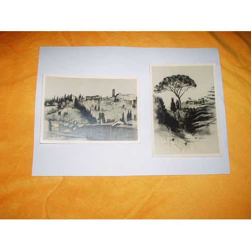 Lot De 2 Cartes Postales Non Circulees Italie - N°205 Firenze - Colle Di S. Miniato / N°210 Firenze Torre Di Bellosguardo / Sig. Na Gina Balducci Dis. A.M.