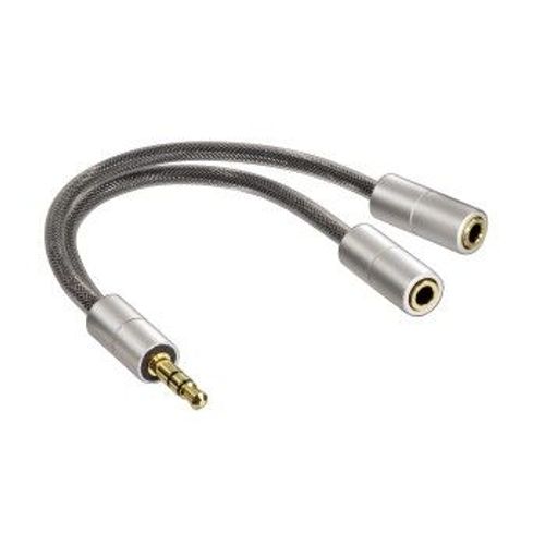 Hama "AluLine" Compact Adapter - Adaptateur audio - mini-phone stereo 3.5 mm mâle pour mini-phone stereo 3.5 mm femelle - blindé - argent