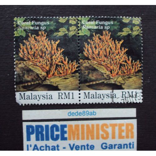 Malaisie..2 Timbres Malaysia.Corail :Coral Fungus,Ramaria Sp. Oblitéré.