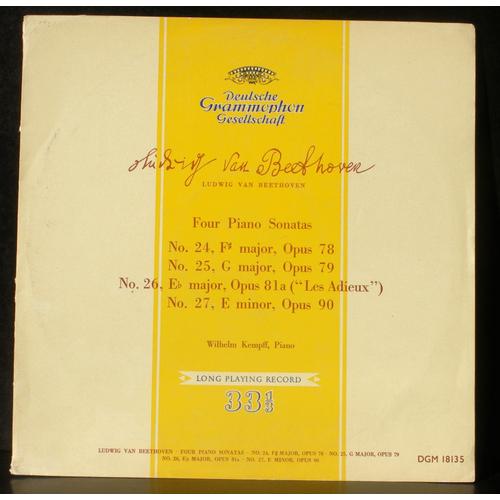 Beethoven Wilhelm Kempff : Sonates 24, 25, 26 & 27 - 1952-56