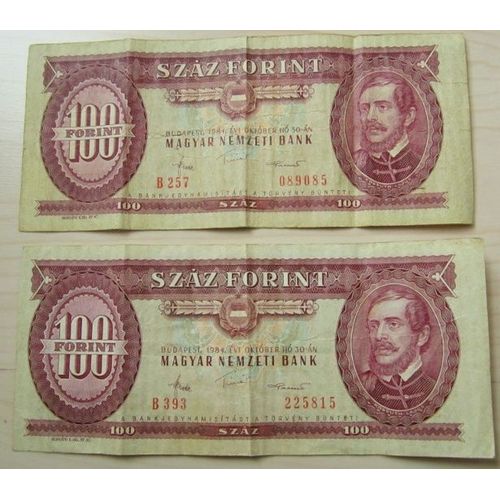 2 Billets De Banque De 100 Forint De 1984 (Hongrie)