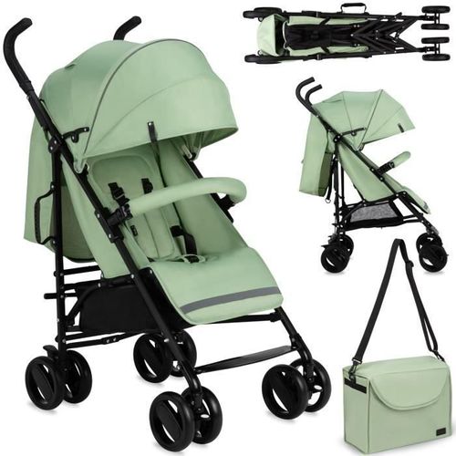 Poussette Canne Momi Akira - Légère 6.7 Kg - De 6 Mois À 15 Kg - Kit D'accessoires Inclus - Vert