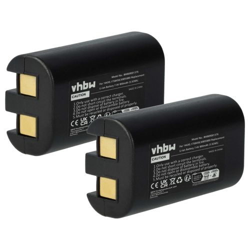 vhbw 2x Batterie remplacement pour 3M W003688, 14430, S0895880 pour imprimante, scanner, imprimante d'étiquettes (800mAh, 7,4V, Li-ion)