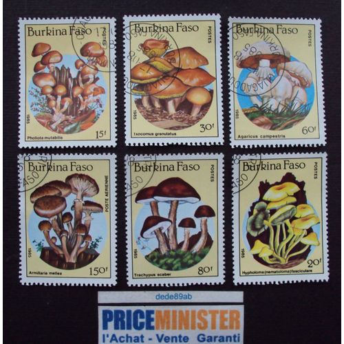 Burkina Faso..(Haute-Volta) Lot De 6 Timbres : Champignons. Oblitérés.