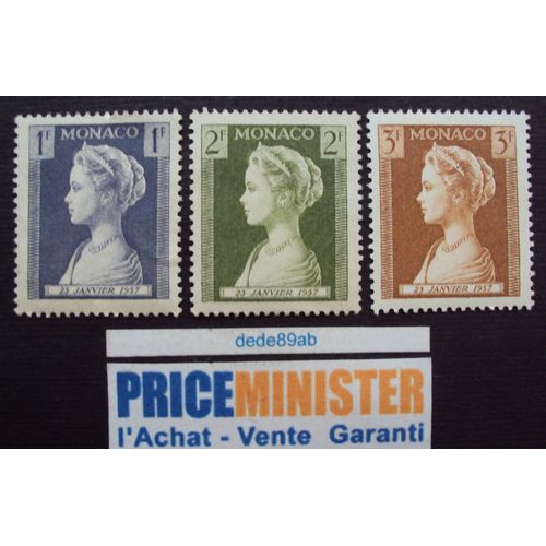 Monaco.. Lot De 3 Timbres : Portrait De La Princesse Grace.(23 Janvier 1957) Non Oblitéré.