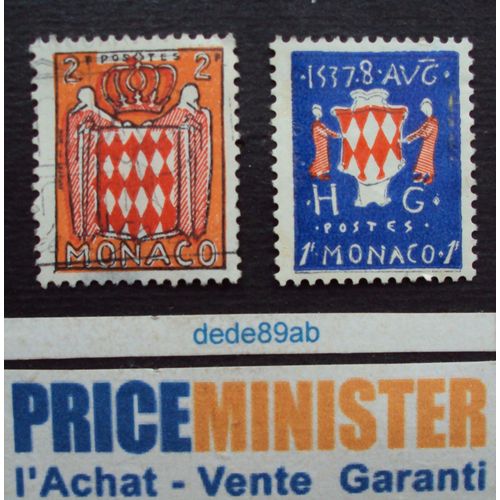 Monaco..Lot De 2 Timbres. Armoirie & Blason (2f Oblitéré-1f Non Oblitéré)