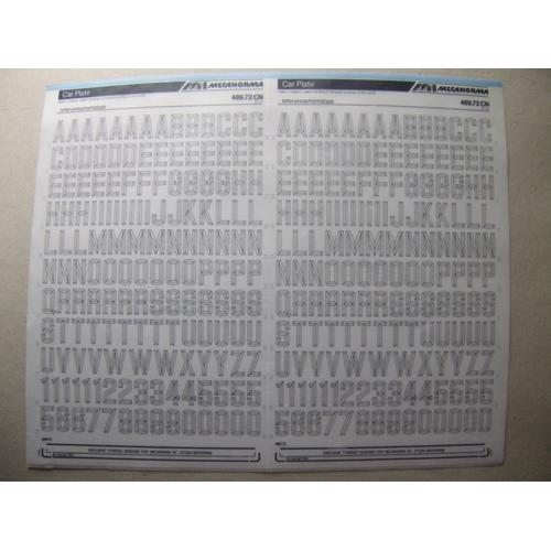 Lettres Et Chiffres Transfert En Planche 33x40 Cm  Car Plate  Mecanorma  20mm Ref. 489.72cn