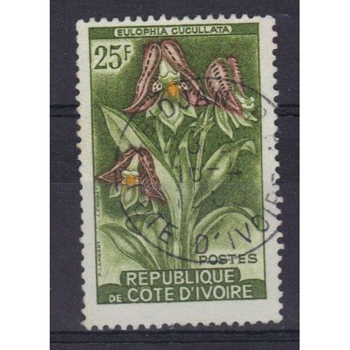 Cote D'ivoire 1961 : Fleurs Diverses : Eulophia Cucullata - Timbre Oblitéré