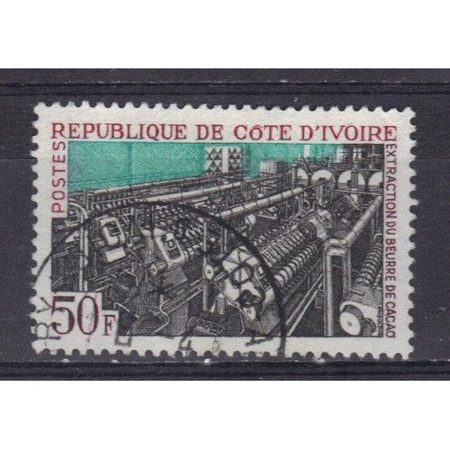 Cote D'ivoire 1968 : Industrialisation : Extraction Du Beurre De Cacao - Timbre Oblitéré