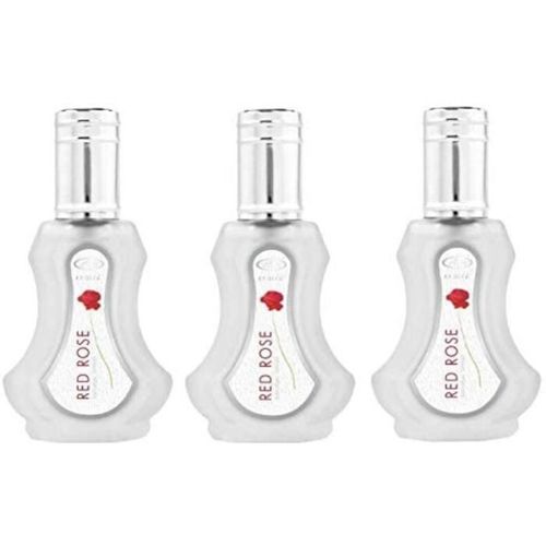 Lot De 3 Musc Parfums Red Rose Al Rehab - 35ml, Attar Halal Arabe, Notes : Rose, Vanille, Floral, Patchouli Et Musc 