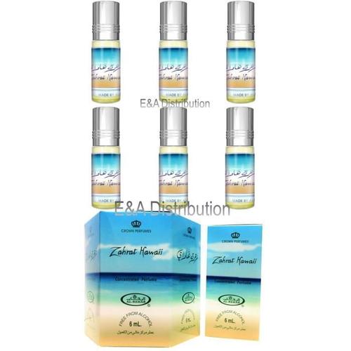 Al Rehab Parfum Musc Oriental Mixte Par Lot De 6 -Zahrat Hawaii-6 Ml- Al Rehab- 