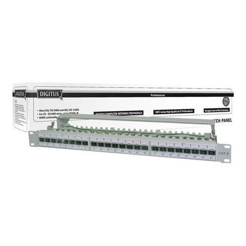 DIGITUS Professional DN-91624S-EA - Tableau de connexions - CAT 6a - STP - RJ-45 X 24 - gris clair, RAL 7035 - 1U - 19