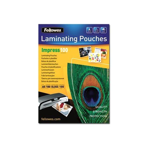 Fellowes Laminating Pouches Impress 100 Micron - 100 microns pack de 100 - brillant - A5 (148 x 210 mm) pochettes plastifiées