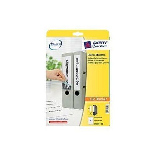 Avery Zweckform L4761 - Étiquettes pour dossiers - blanc brillant - 192 x 61 mm 40 étiquette(s) ( 10 feuille(s) x 4 )