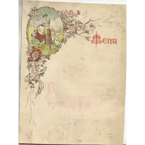 Chromo/ Carte-Menu(Vierge) "Beurre De Corneux"(Haute-Saône)