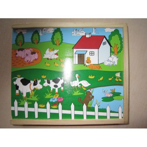 Coffret  De 4 Puzzles  En Bois Les Animaux De La  Ferme