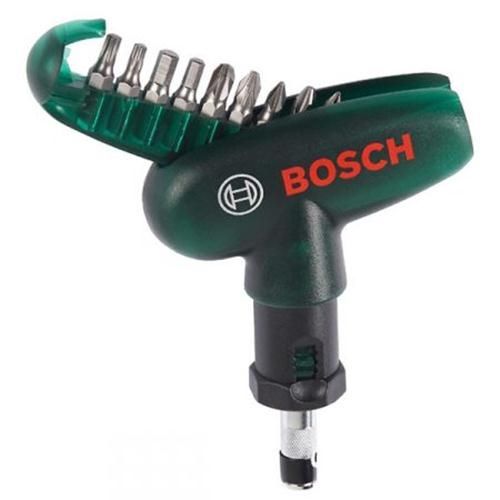 Bosch Tournevis de Poche A Cliquet Avec 9 Embouts de Vissage