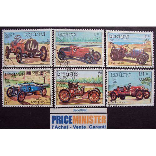 Laos..Lot De 6 Timbres "Voiture" Delage-Daimler-Fiat-Nazzaro-Bugatti-Itala  Oblitérés.