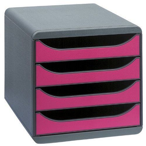 Exacompta - Bigbox - Module De Classement - 4 Tiroirs - Gris/Framboise