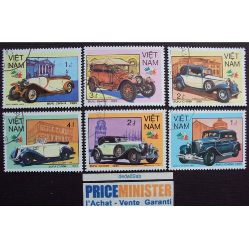 Vietnam..Lot De 6 Timbres "Voiture Italienne" Alfa Roméo-Itala-Bugati-Lancia Augusta-Fraschini-Bianchi Berlina  Oblitérés.
