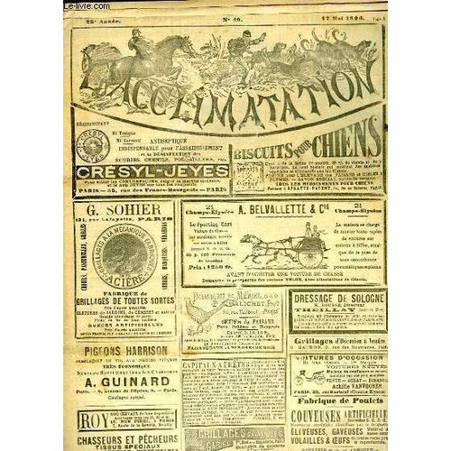 L'acclimatation, Journal Des Eleveurs, N°40 - 23e Année : Conseils Aux Éleveurs, Visant À La Clientèle Des Remontes Militaires - Société Zoologique De Londres - Le Holcus Saccharatus - ...