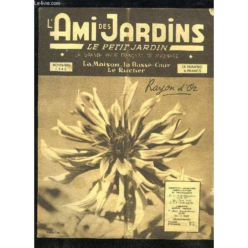 L'ami Des Jardins, Le Petit Jardin - Novembre 1945 - Obtention De L'endive, Pour Remplacer Les Fumier, Quelques Règles D'or Pour Conserver Vos Légumes, Attention Au Goudron, Fumure De Fond ...