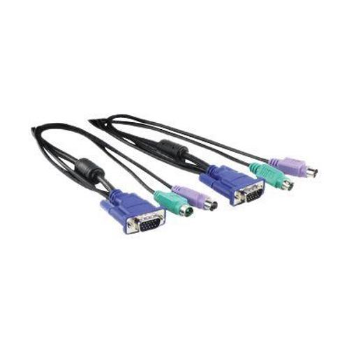 König Computer KVM 2-IN-1 Cable - Câble clavier / vidéo / souris (KVM) - PS/2, HD-15 (VGA) (M) pour PS/2, HD-15 (VGA) (M) - 3 m - noir